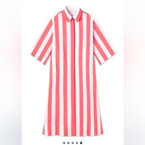Striped Pink and White Midi Dress